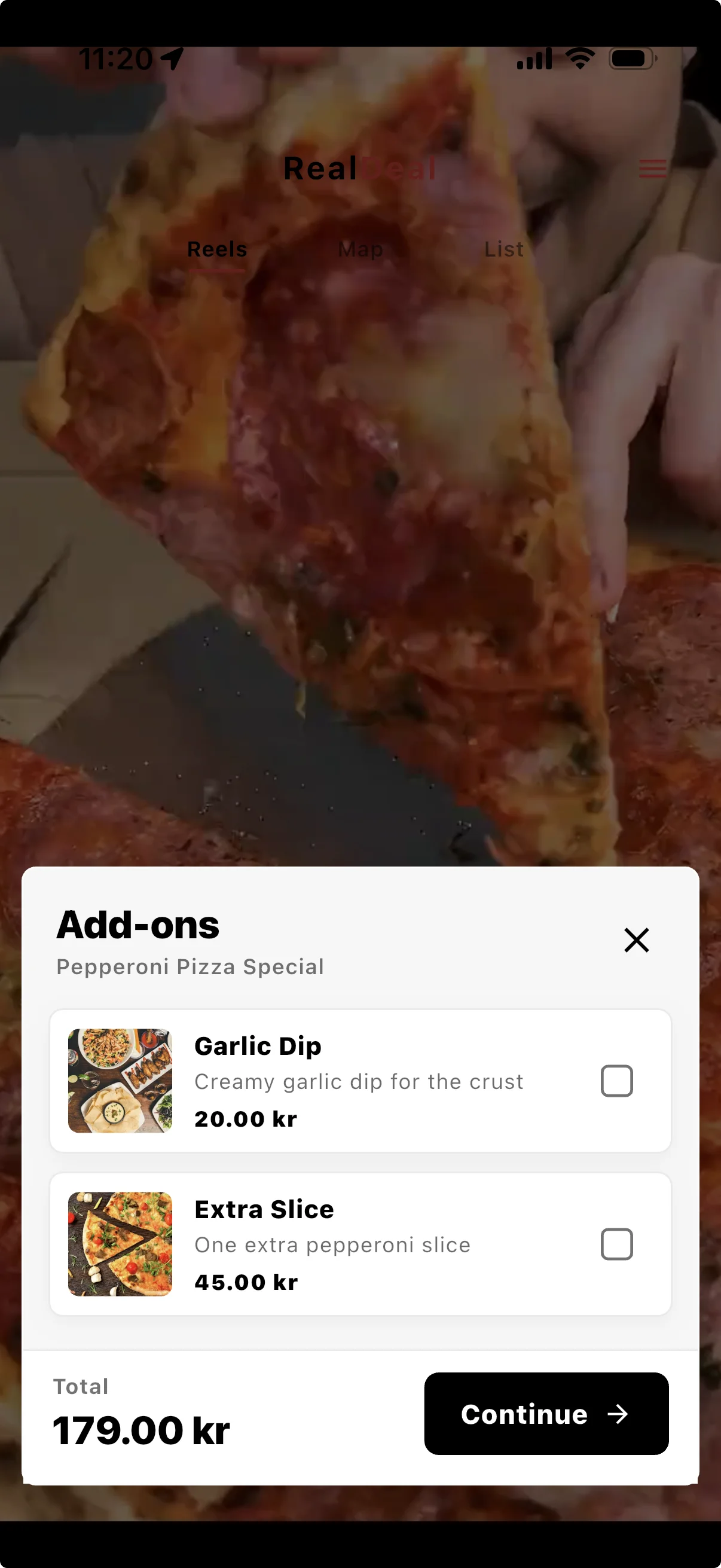 RealDeal customer reel showing a live nearby deal